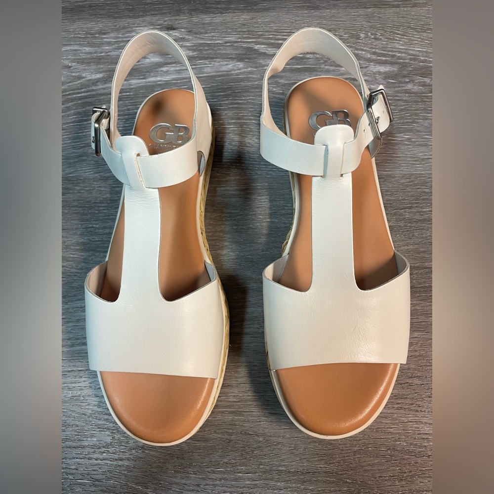 NWOT - Gianni Bini White Women’s Leather Espadrille Sandals Size 9M 1” Heel - Picture 2 of 10